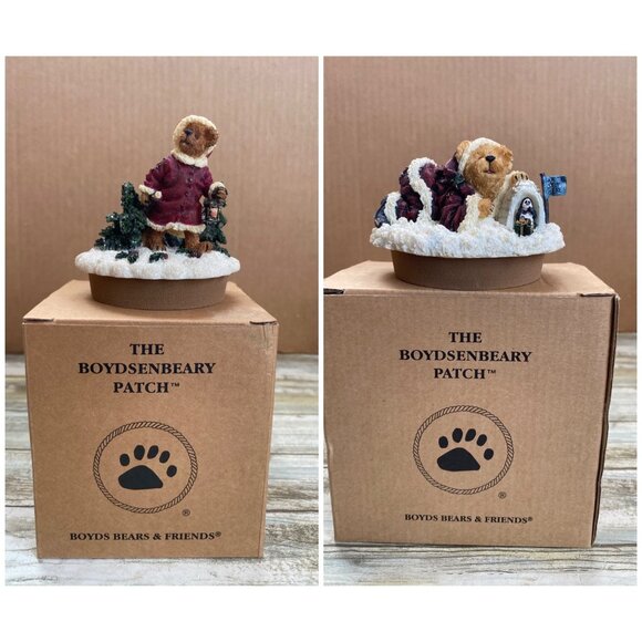 Set of 2 Boyds Bears Candle Toppers Kringlebear & Kris Kringle w/Waddles 1990s - Picture 1 of 16